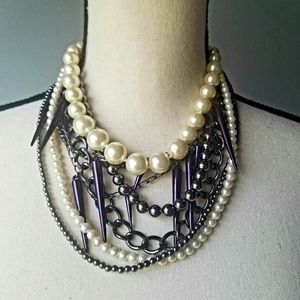 ⚜RACHEL Rachel Roy Pearls Chains & Spikes Necklac⚜